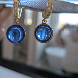 Elegant Blue and Gold Drop Earrings
